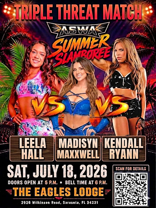 ASWA Summer Slamboree Madisyn Maxxwell Leela Hall Kendall Ryann July 18 2026 Poster